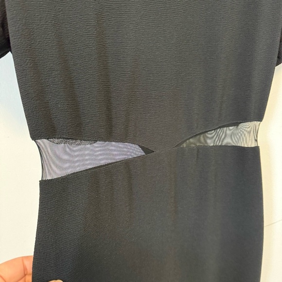 Vintage Black Mesh Cutout Maxi Dress 80s 90s Long Black Tie Gown Womens Medium - Picture 2 of 10